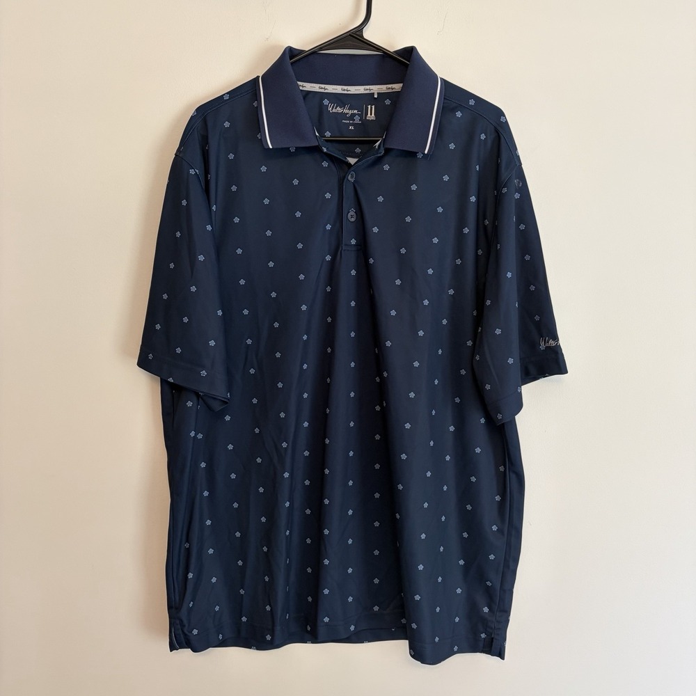 Walter Hagen 11 Performance Golf Polo Men's XL Navy Blue Turtle Sea Patterned - Picture 2 of 7